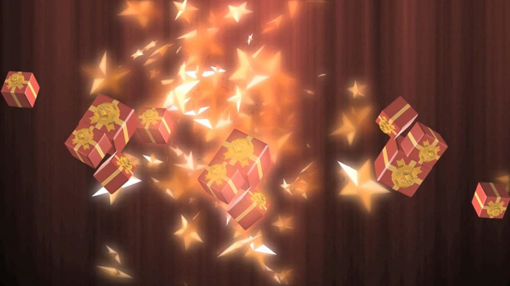 Free Holiday Themed Video Menue Background Of Red Boxes and Yellow Sparks On A Black To Orange Hue